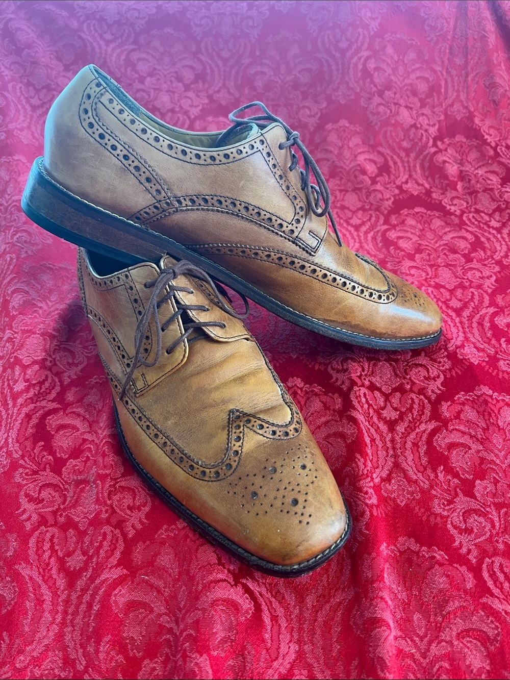 Cole Haan Wingtip Oxfords Men's 11.5 Tan Leather Brogue Nike Air Dress Shoes